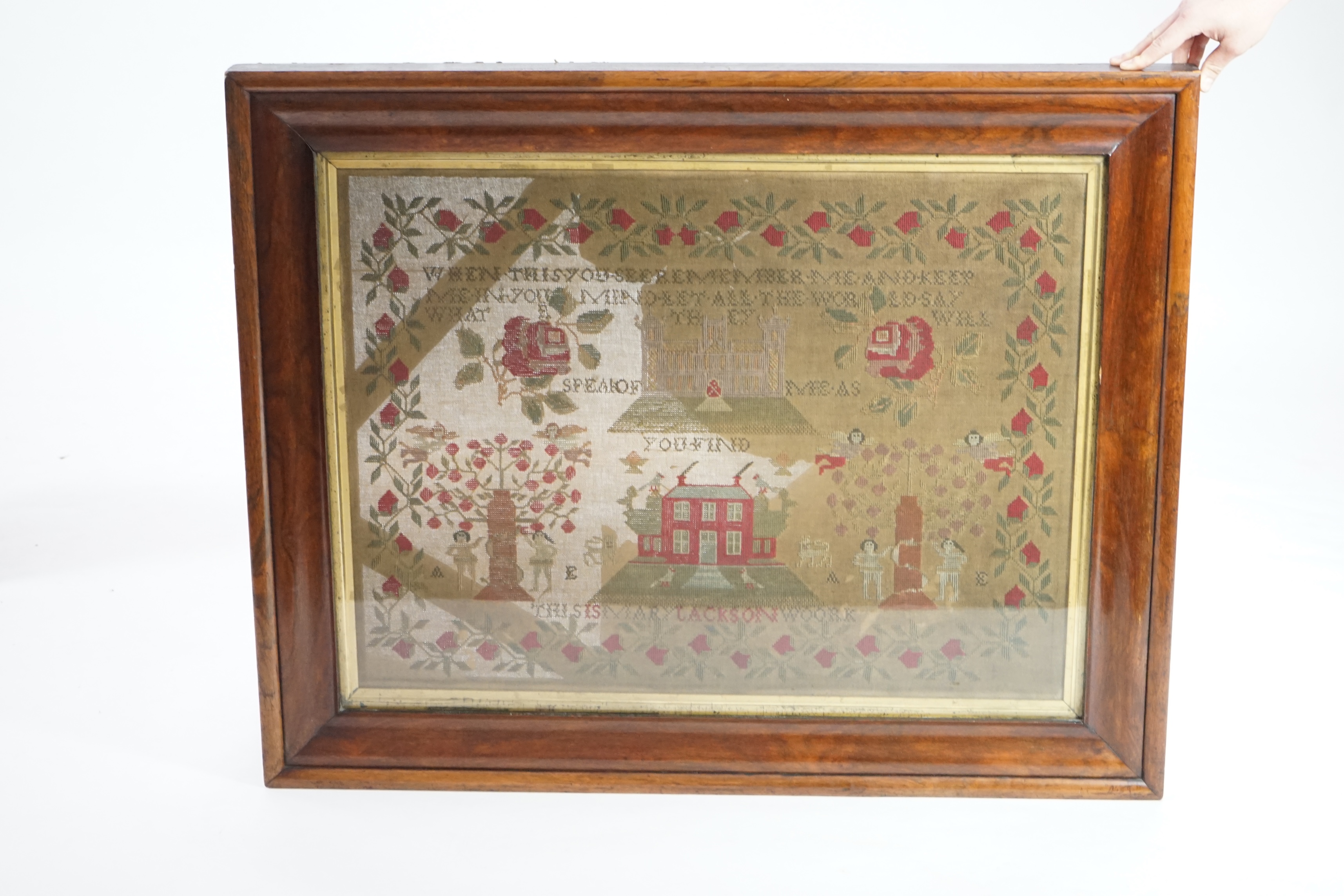 A large Victorian needlework sampler, by Mary Jackson